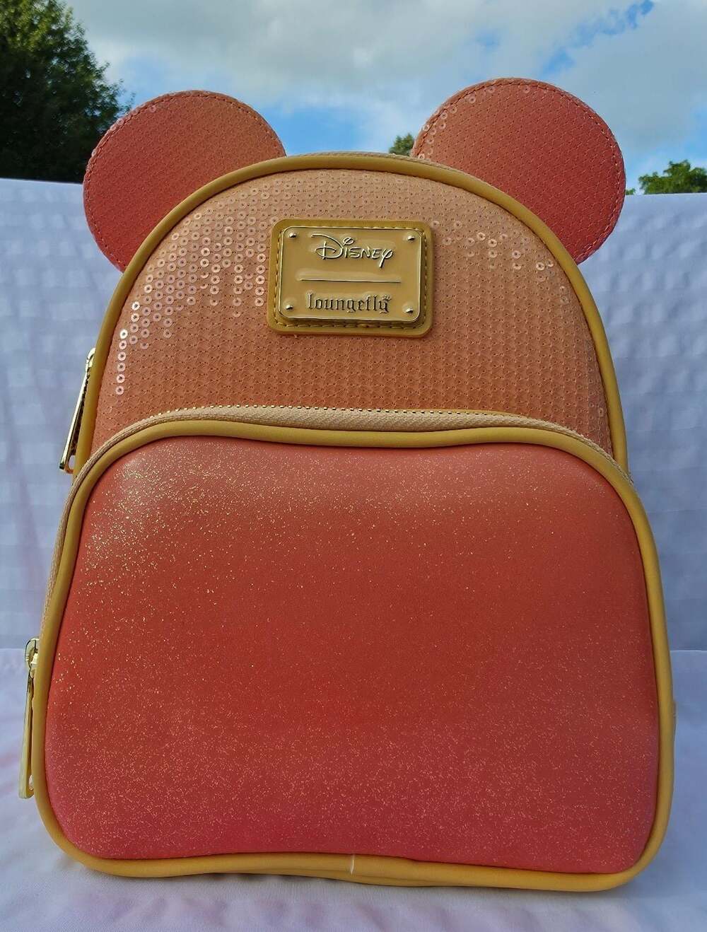 Loungefly Disney Mickey Mouse Ombre Glitter Sequin Convertible Mini Backpack